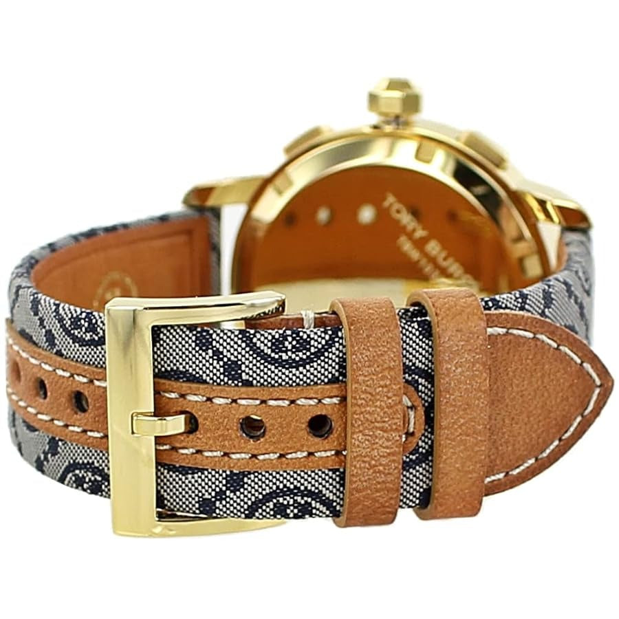 Tory Burch Classic Chronograph White Dial Grey Nylon Strap Watch for Women - TBW1035