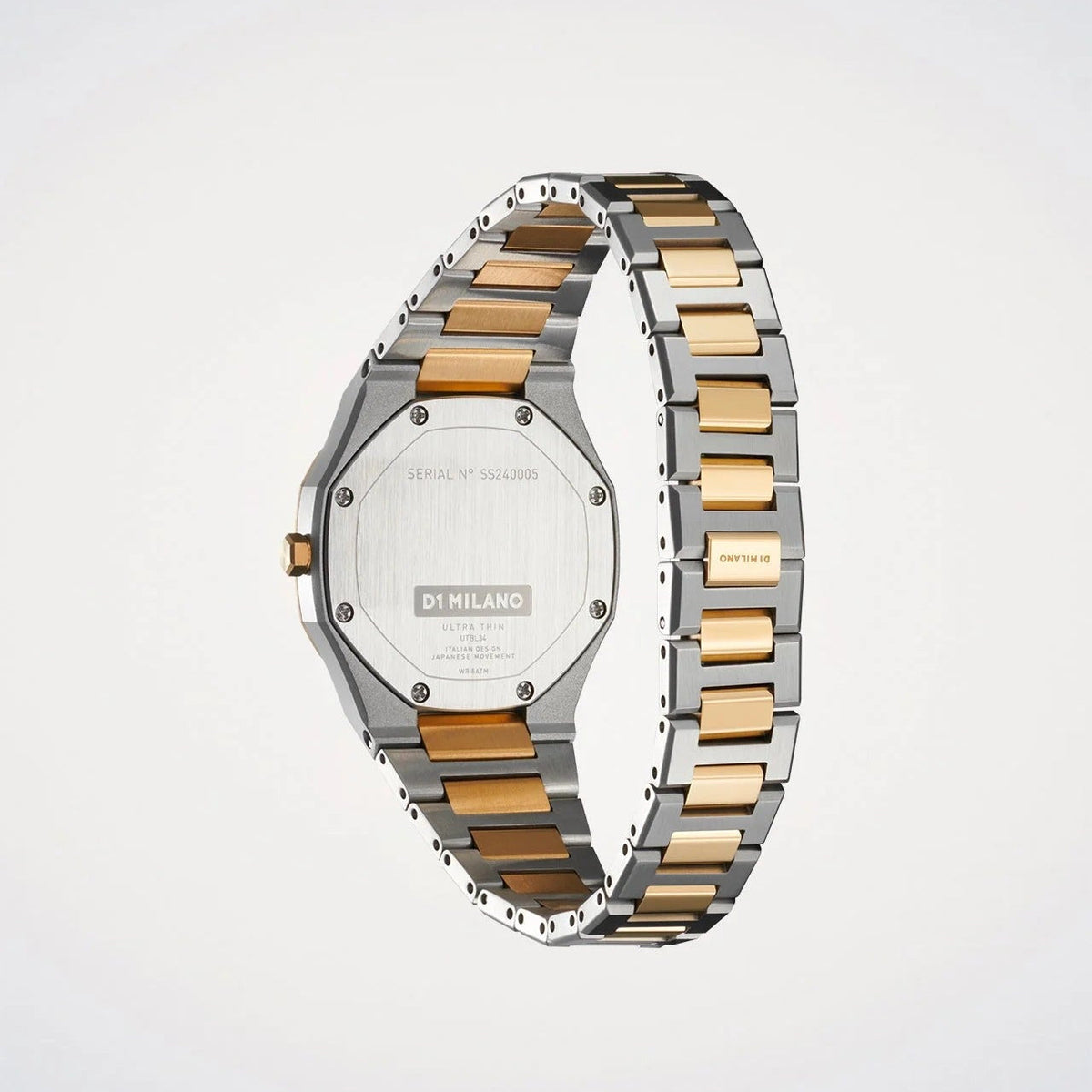 D1 Milano Ultra Thin Silver Dial Two Tone Steel Strap Watch for Women - D1-UTBL34