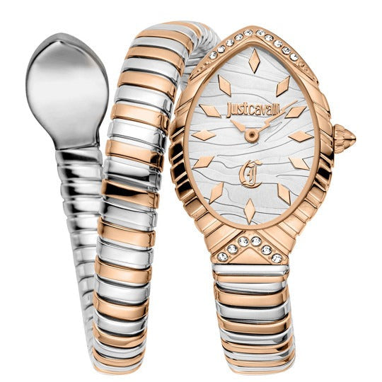 Just Cavalli Specchio Silver Dial Two Tone Steel Strap Watch for Women - JC1L322M0065