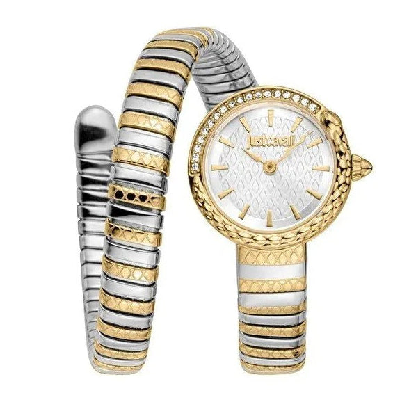 Just Cavalli Enchanting Silver Dial Two Tone Steel Strap Watch for Women - JC1L301M0065