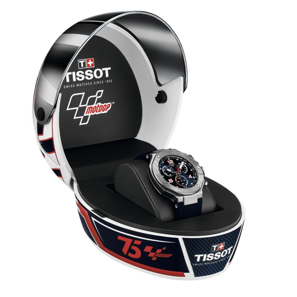 Tissot T Race Moto GP Limited Edition Chronograph Blue Dial Blue Rubber Strap Watch for Men - T141.417.17.047.00