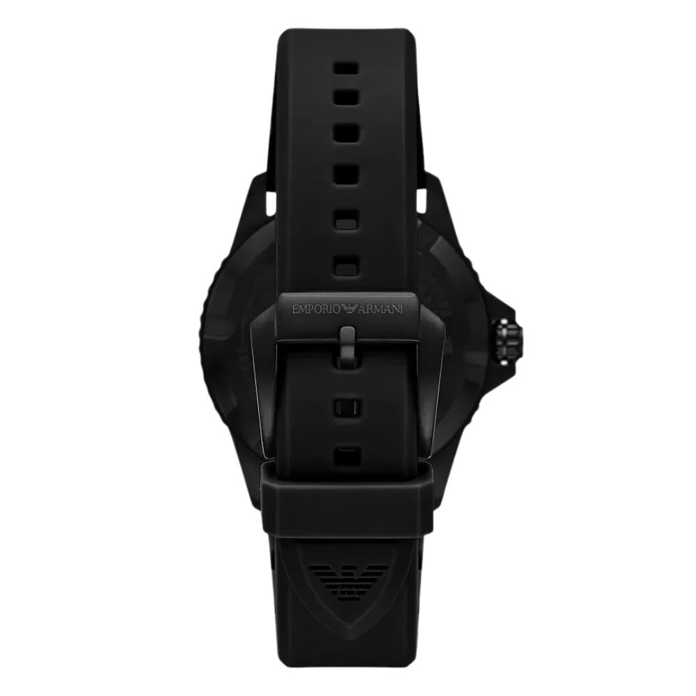 Emporio Armani World Explorer Orange Dial Black Silicone Strap Watch for Men - AR11684