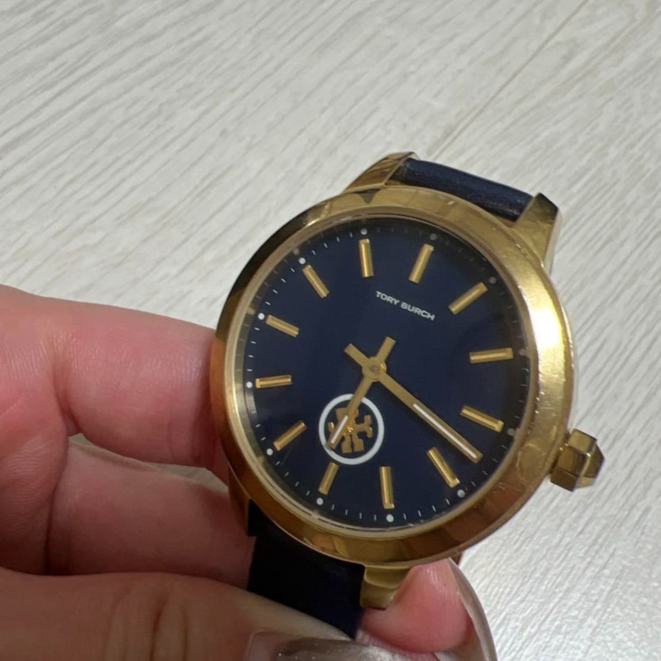 Tory Burch Collins Quartz Blue Dial Blue Leather Strap Watch for Women - TBW1203