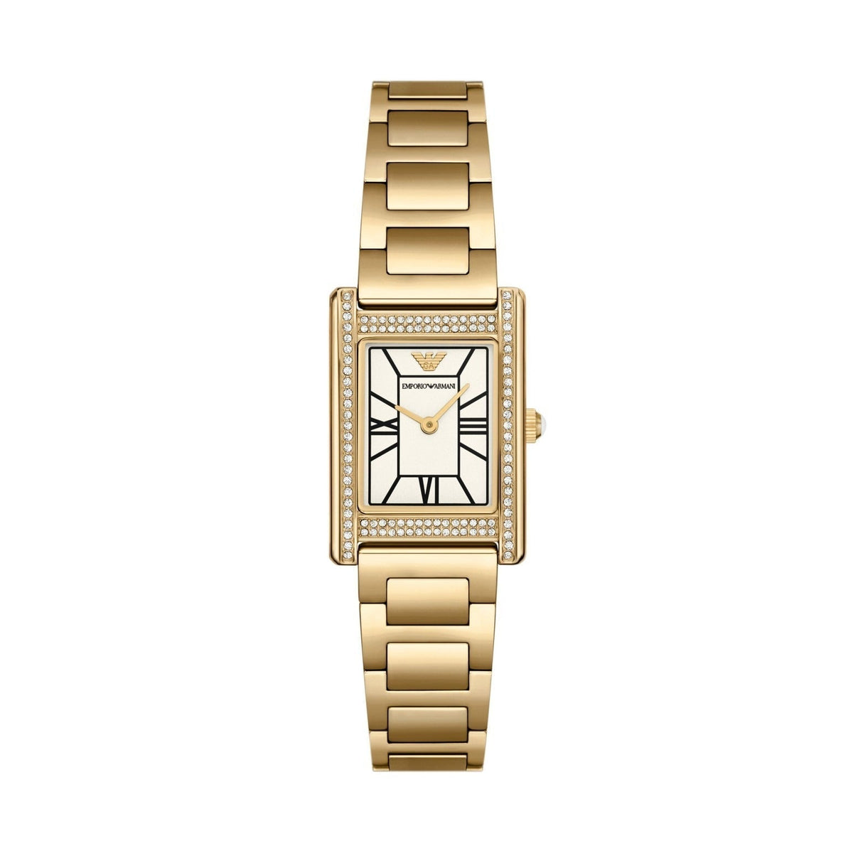 Emporio Armani Genni Crystals Mother of Pearl Dial Gold Steel Strap Watch for Women - AR11659