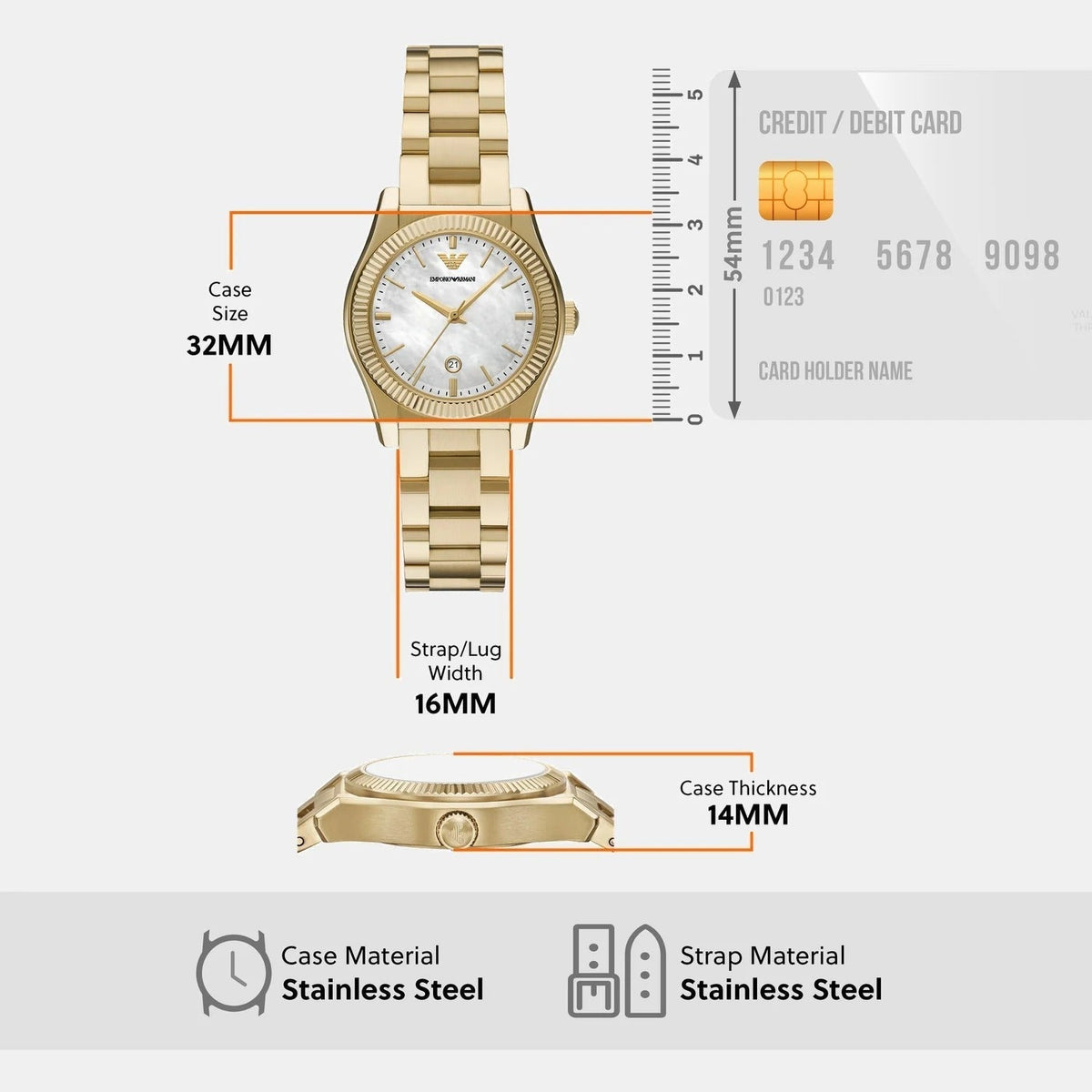 Emporio Armani Federica Mother of Pearl White Dial Gold Steel Strap Watch for Women - AR11657