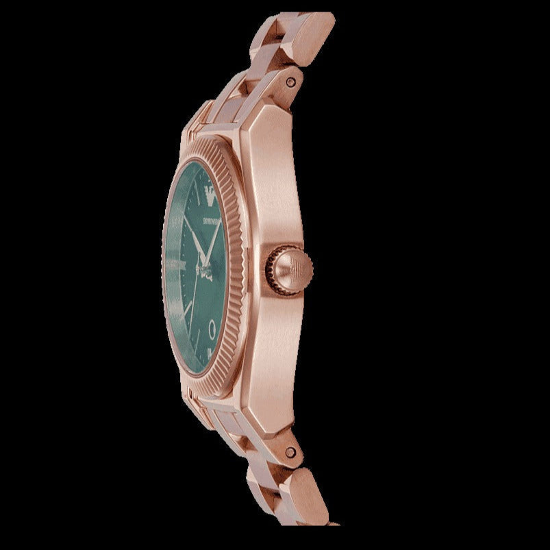 Emporio Armani Federica Analog Green Dial Rose Gold Steel Strap Watch for Women - AR11639