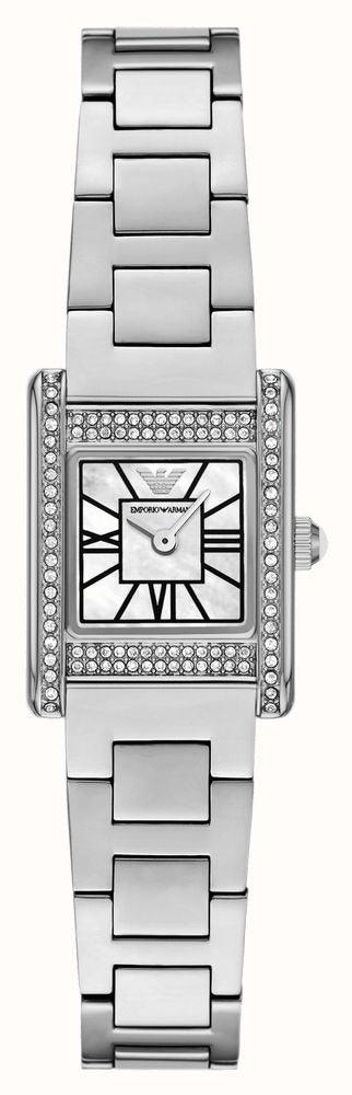 Emporio Armani Genni Analog Mother of Pearl Dial Silver Steel Strap Watch for Women - AR11662