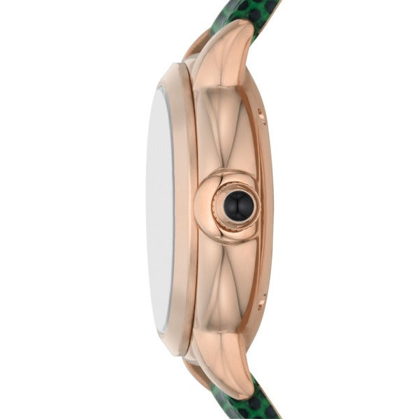 Emporio Armani Mia Meccanico Mother of Pearl Dial Green Leather Strap Watch for Women - AR60073