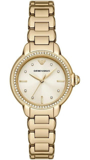 Emporio Armani Mia Crystals Gold Dial Gold Steel Strap Watch for Women - AR11609