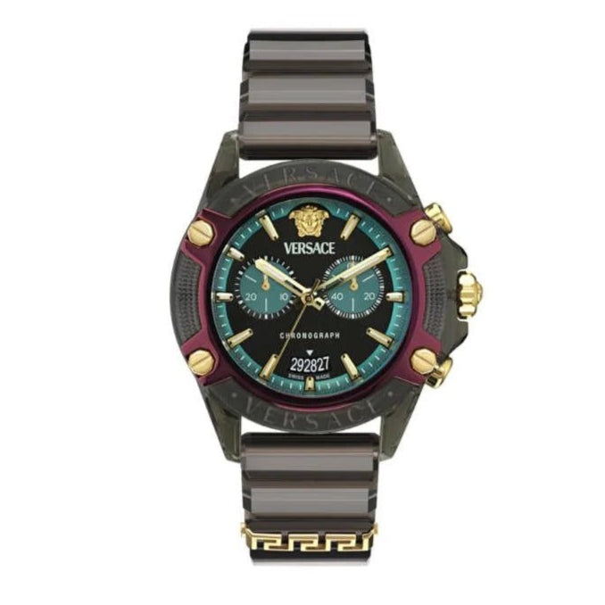 Versace Icon Active Chronograph Black Dial Black Siliconen Strap Unisex Watch - VE8P00224