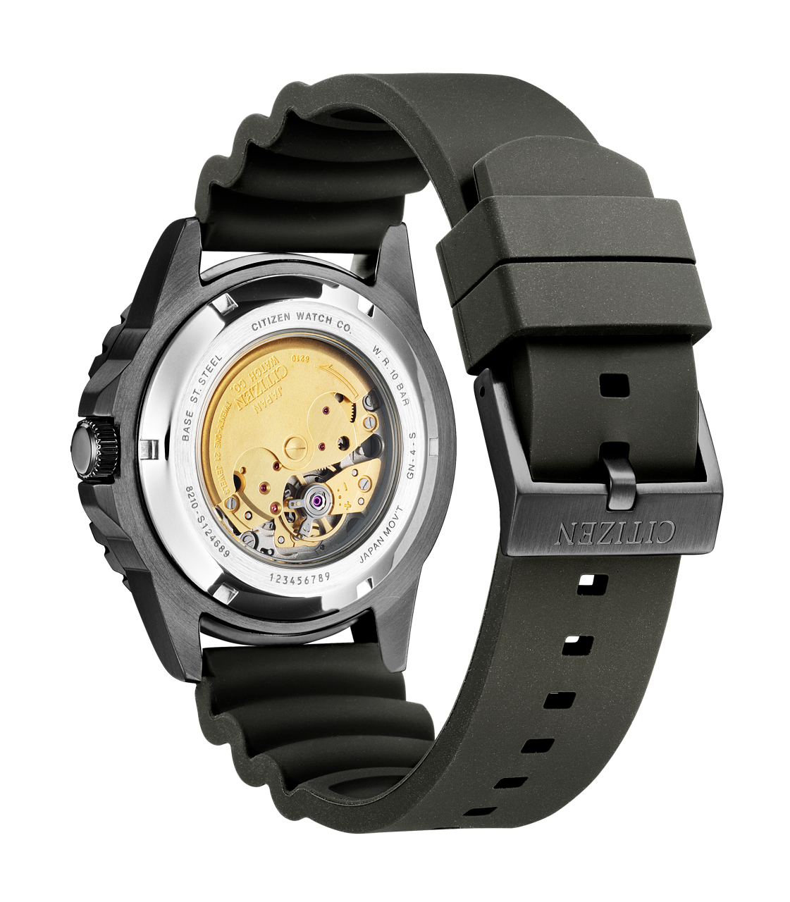 Citizen Mechanical Automatic Black Dial Black Rubber Strap Watch for Men - NJ0125-11E