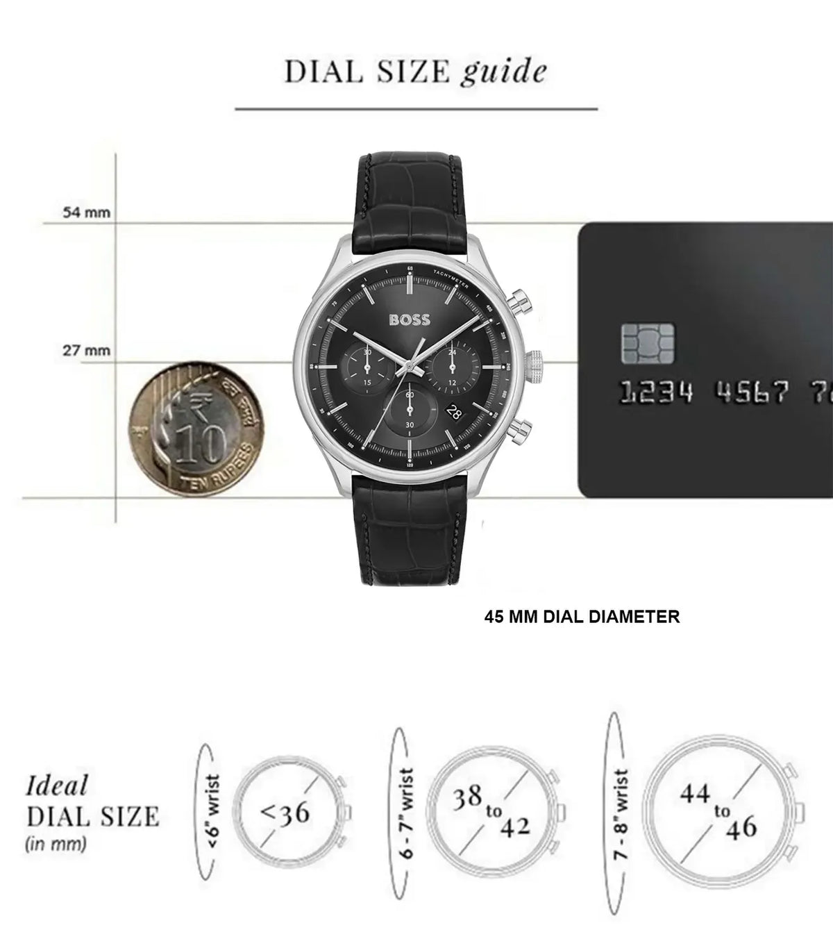 Hugo Boss Gregor Chronograph Black Dial Black Leather Strap Watch for Men - 1514049