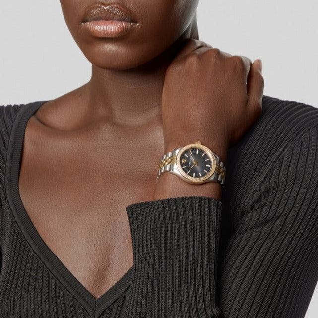 Versace Hellenyium Grey Dial Two Tone Steel Strap Watch for Women - VEHU00520
