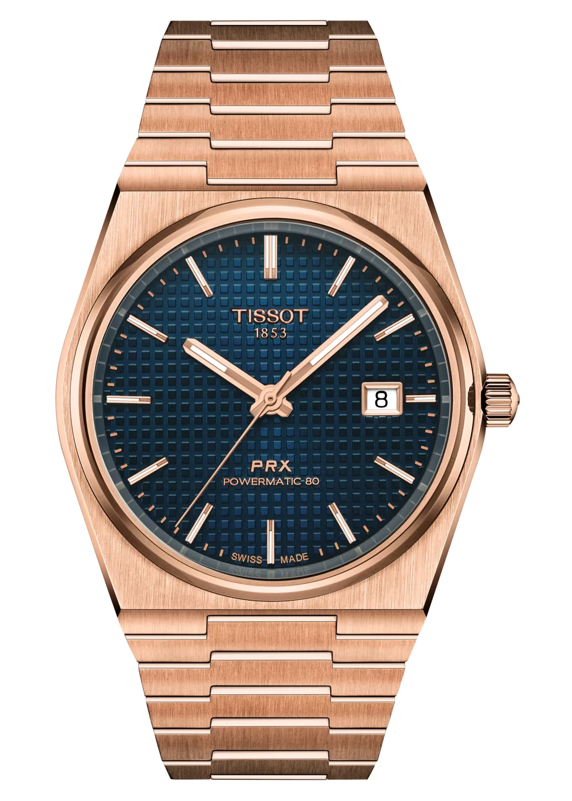 Tissot PRX Powermatic 80 Blue Dial Rose Gold Steel Strap Watch for Men - T137.407.33.041.00