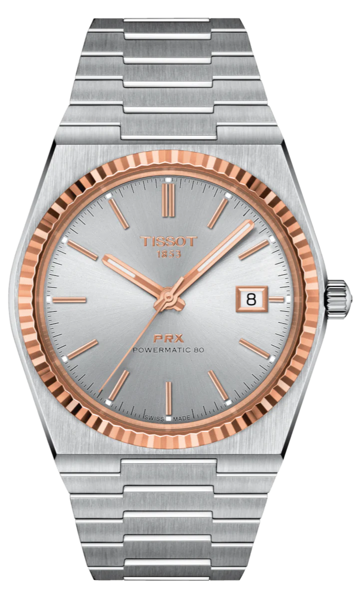 Tissot PRX Powermatic 80 18K Silver Dial Silver Steel Strap Watch for Men - T931.407.41.031.00