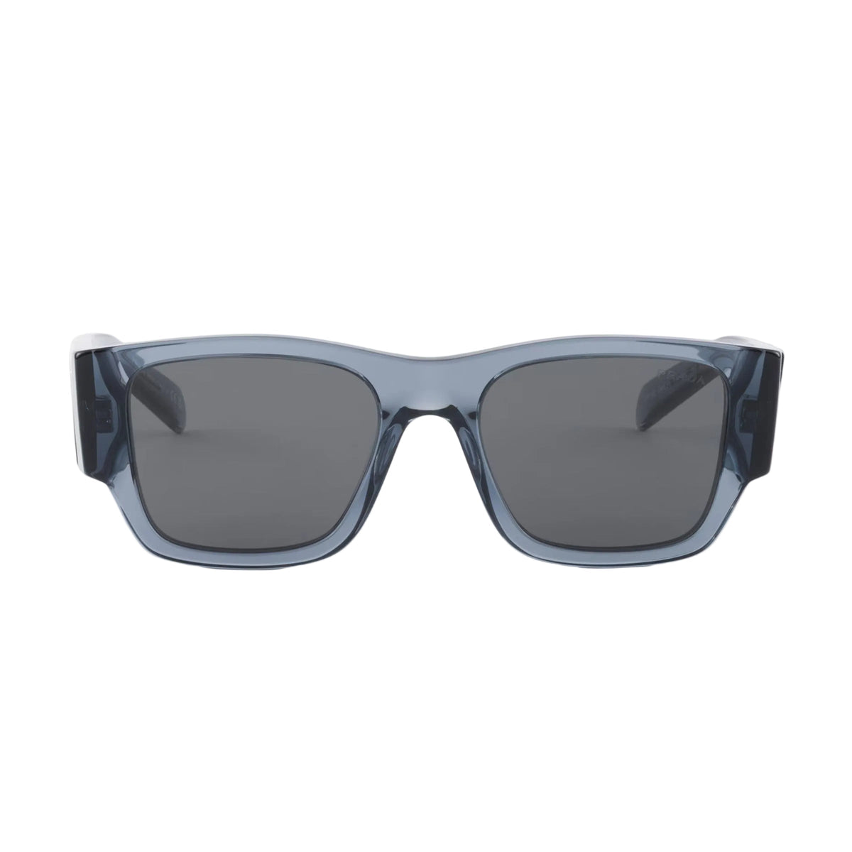 Prada Men Square Frame Transparent Ocean Blue Sunglasses