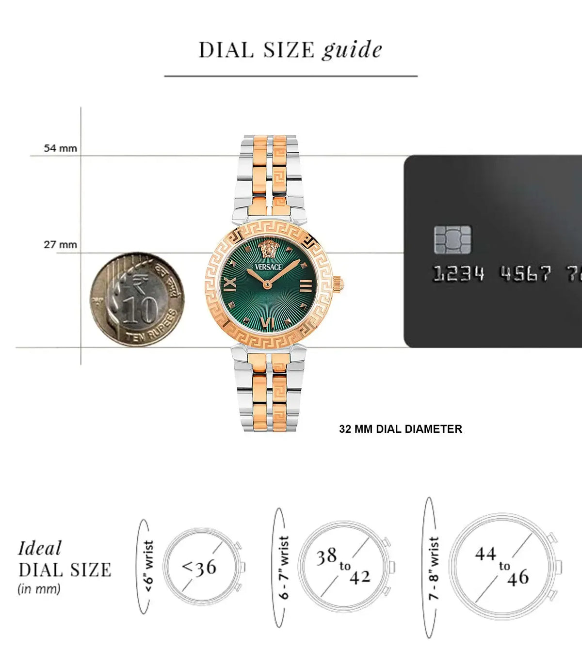 Versace Daphnis Analog Green Dial Two Tone Steel Strap Watch for Women - VEOCA0224