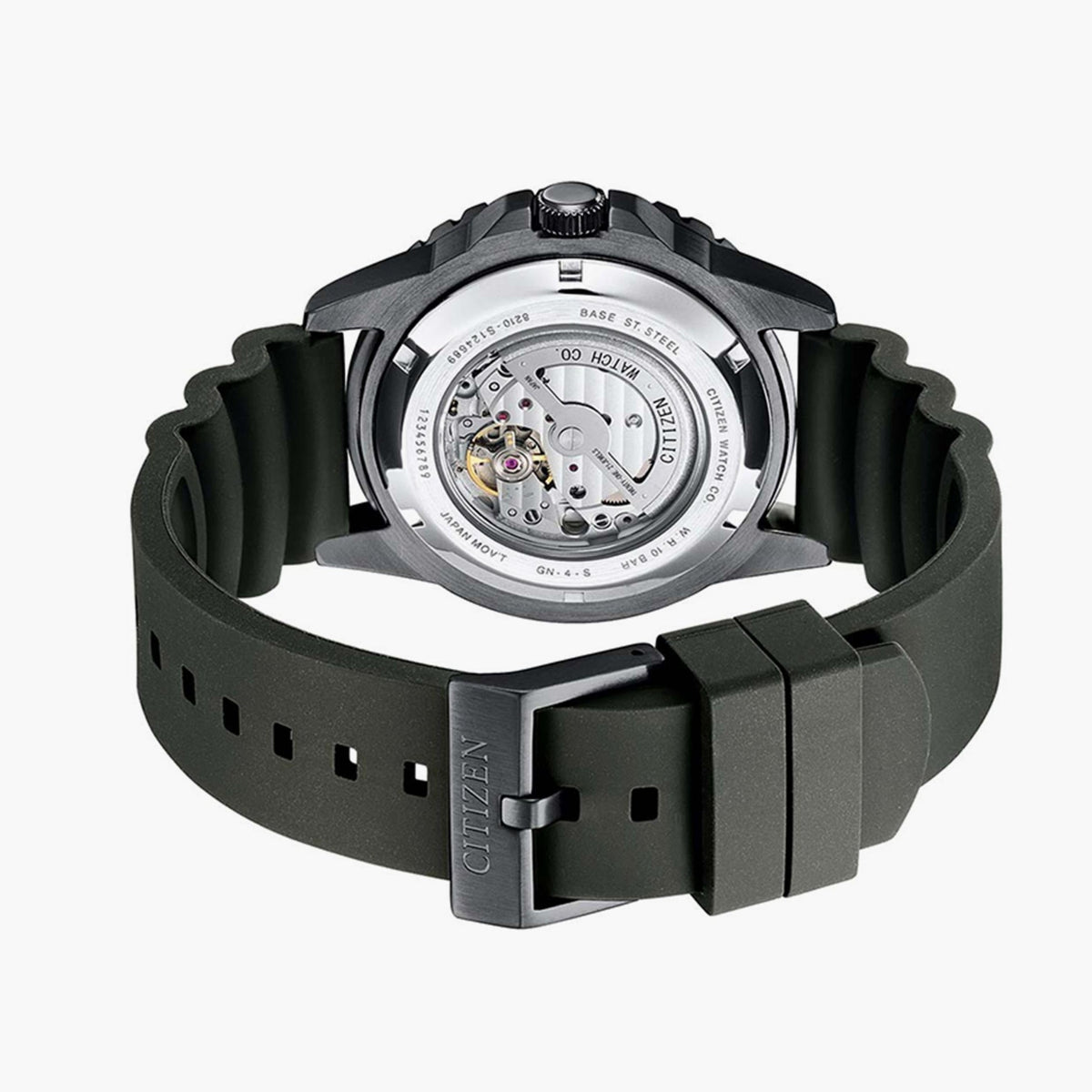 Citizen Mechanical Automatic Black Dial Black Rubber Strap Watch for Men - NJ0125-11E