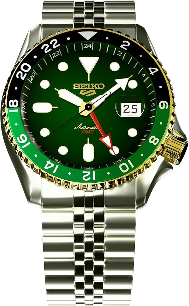Seiko 5 Sports Forest Green Sunrise Limited Edition Green Dial Silver Steel Strap Watch for Men - SSK050K1