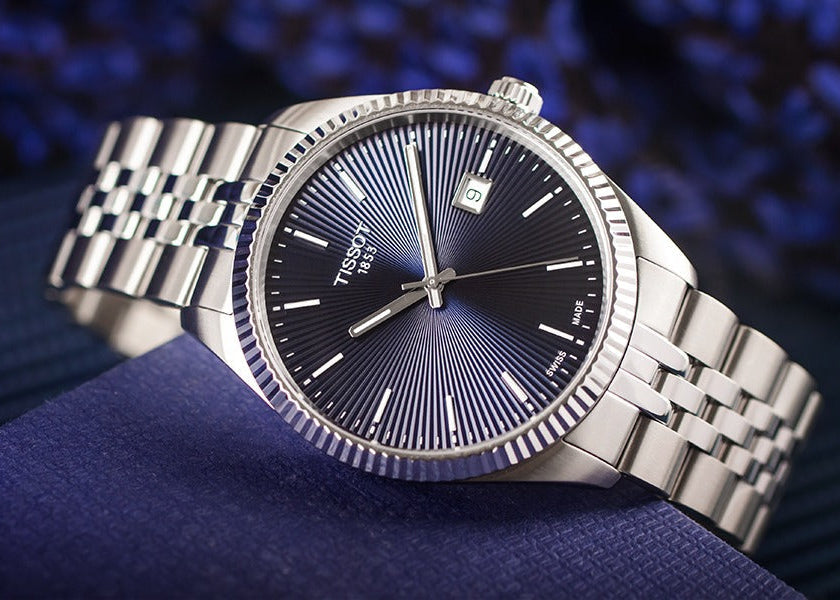Tissot Ballade Quartz Blue Dial Silver Steel Strap Watch for Men - T156.410.11.041.00