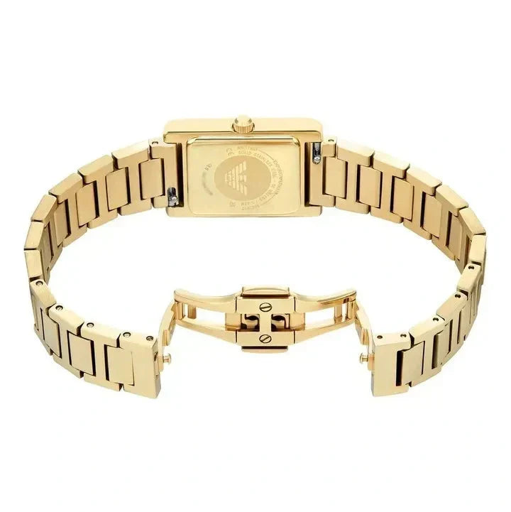 Emporio Armani Genni Crystals Mother of Pearl Dial Gold Steel Strap Watch for Women - AR11659