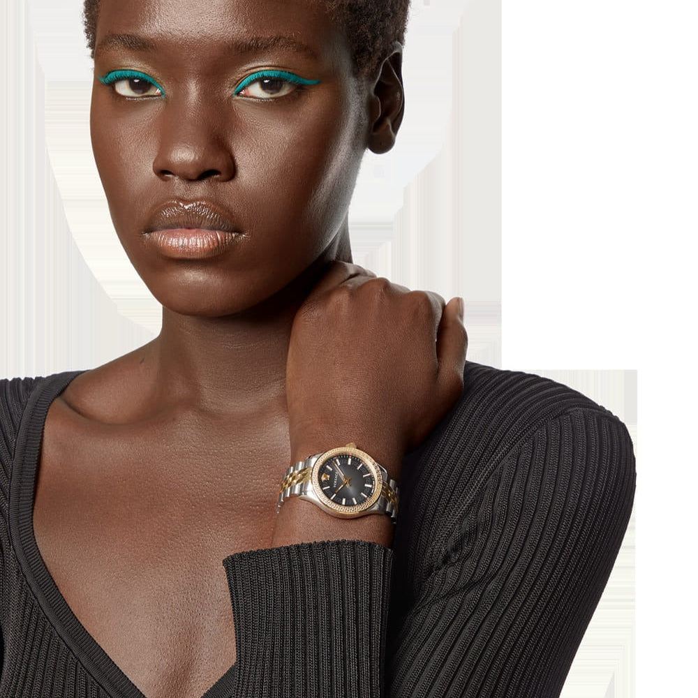 Versace Hellenyium Grey Dial Two Tone Steel Strap Watch for Women - VEHU00520