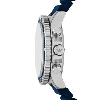 Emporio Armani World Explorer Chronograph Blue Dial Blue Silicone Strap Watch for Men - AR11696