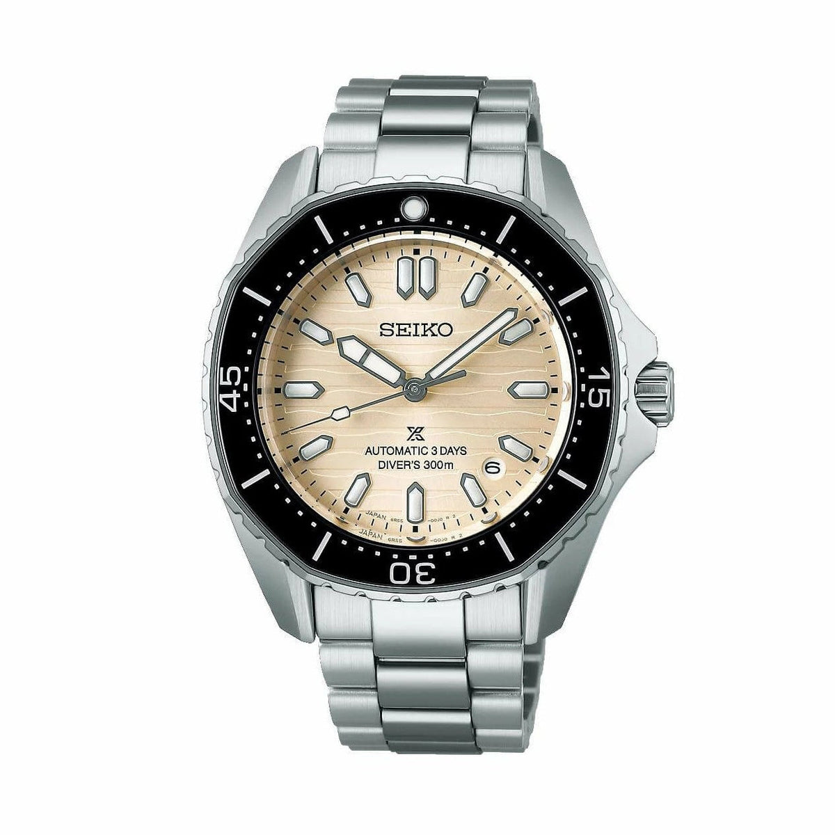 Seiko Prospex Polygonal Divers Automatic Pearl White Dial Silver Steel Strap Watch for Men - SPB481J1