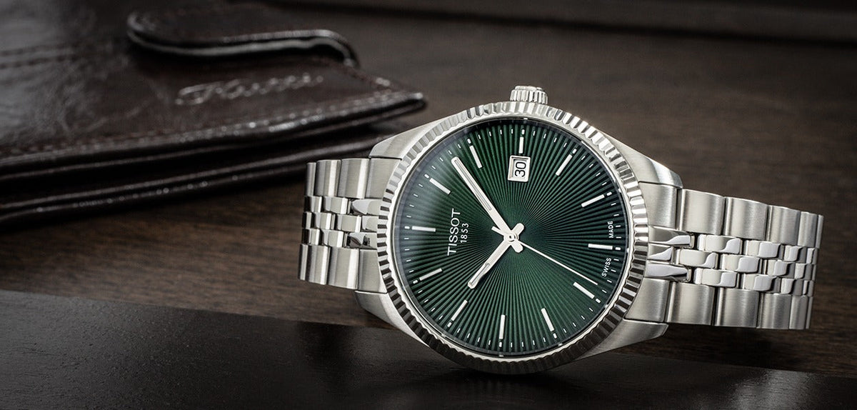 Tissot Ballade Quartz Green Dial Silver Steel Strap Watch for Men - T156.410.11.091.00