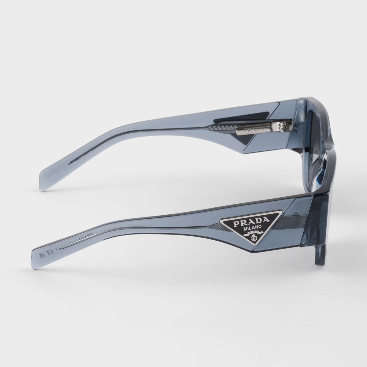 Prada Men Square Frame Transparent Ocean Blue Sunglasses