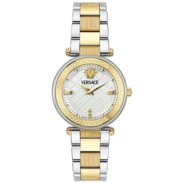 Versace Reve Analog White Dial Two Tone Steel Strap Watch for Women - VE8B00724