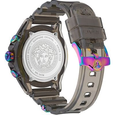 Versace Icon Active Chronograph Black Dial Grey Silicone Strap Watch for Men - VEZ701022