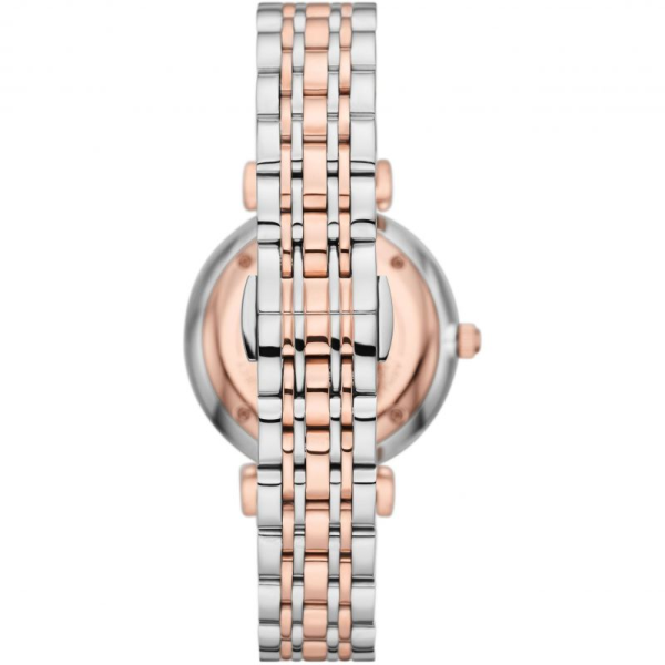 Emporio Armani Gianni T Bar Silver Dial Two Tone Steel Strap Watch for Women - AR11537