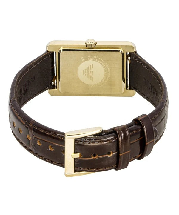 Emporio Armani Gino White Dial Brown Leather Strap Watch for Men - AR11665