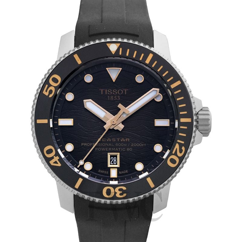 Tissot Seastar 2000 Professional Powermatic 80 Black Dial Black Rubber Strap Watch for Men - T120.607.17.441.01