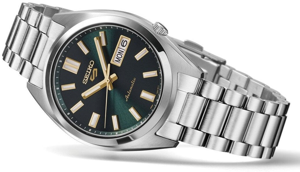 Seiko 5 Sports Automatic Green Dial Silver Steel Strap Watch for Men - SRPL57K1