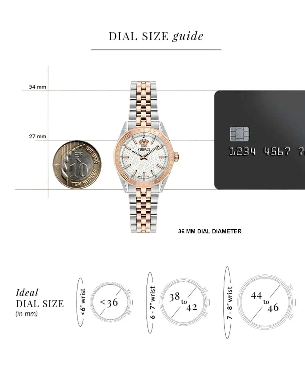 Versace V-Code Analog White Dial Two Tone Steel Strap Watch for Women - VE8I00624