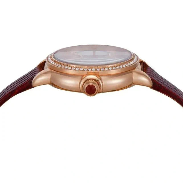 Emporio Armani Mia Mother of Pearl Dial Red Leather Strap Watch for Women - AR11646