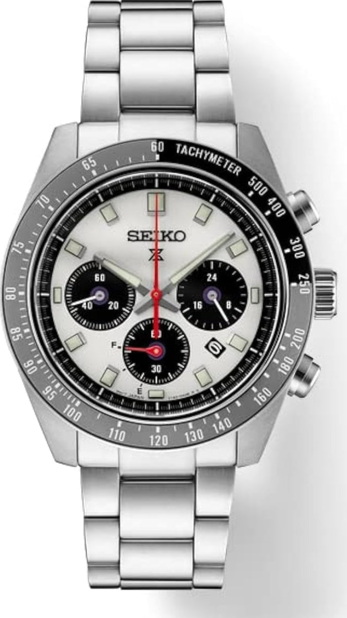 Seiko Prospex Speedtimer Solar Chronograph Silver Dial Silver Steel Strap Watch for Men - SSC911