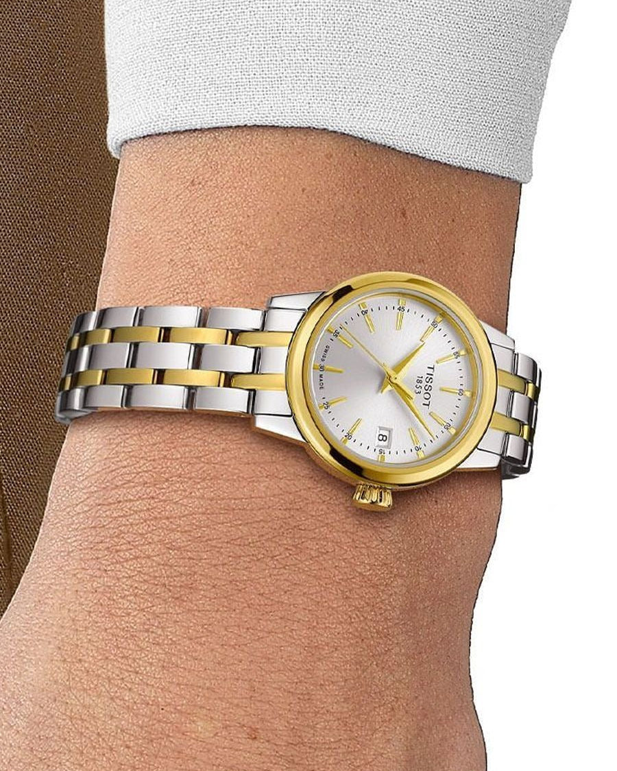 Tissot T Classic Dream Lady Silver Dial Two Tone Steel Strap Watch for Women - T129.210.22.031.00
