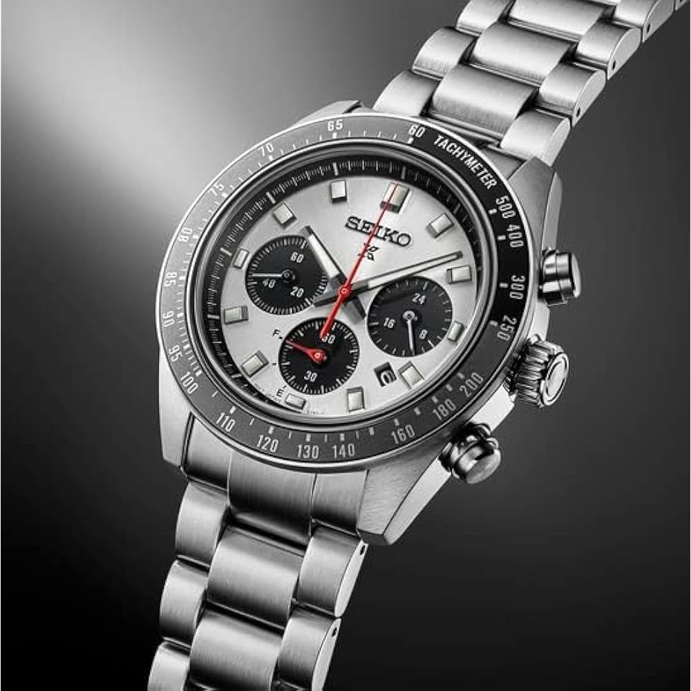 Seiko Prospex Speedtimer Solar Chronograph Silver Dial Silver Steel Strap Watch for Men - SSC911