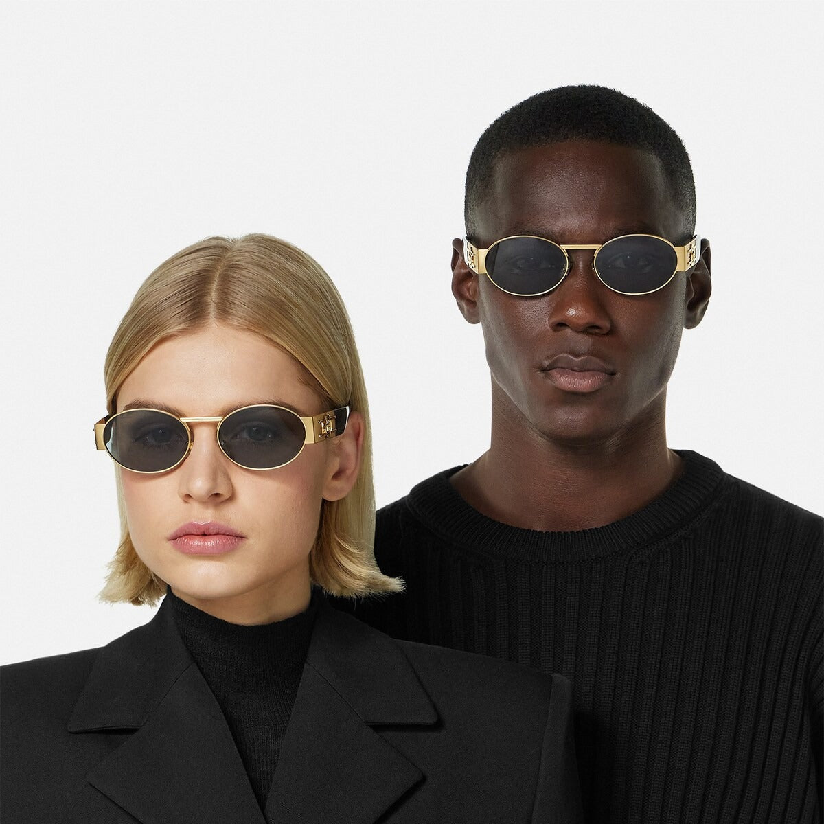 Versace Women Oval Frame Royal Gold Sunglasses