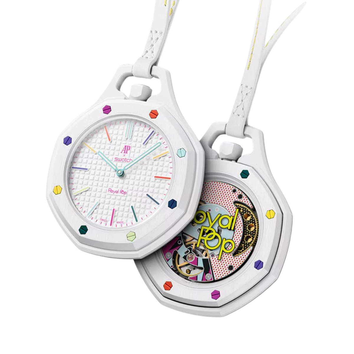 Swatch x AP Royal Pop White Dial Lanyard Watch for Men - Huit Blanc