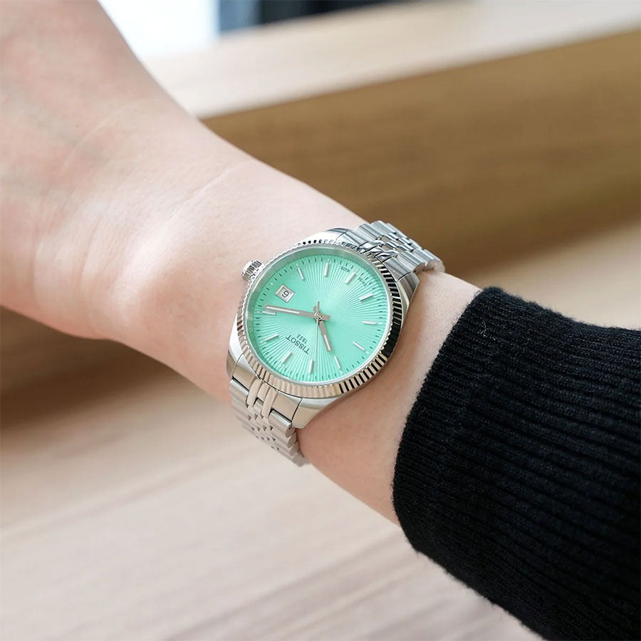 Tissot Ballade Quartz Green Dial Silver Steel Strap Watch for Women - T156.210.11.091.00