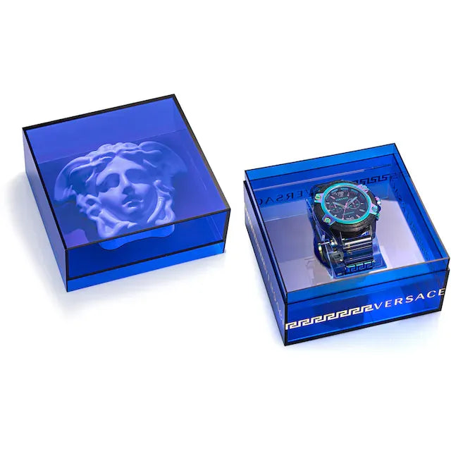 Versace Icon Active Chronograph Black Dial Grey Silicone Strap Watch for Men - VEZ701022