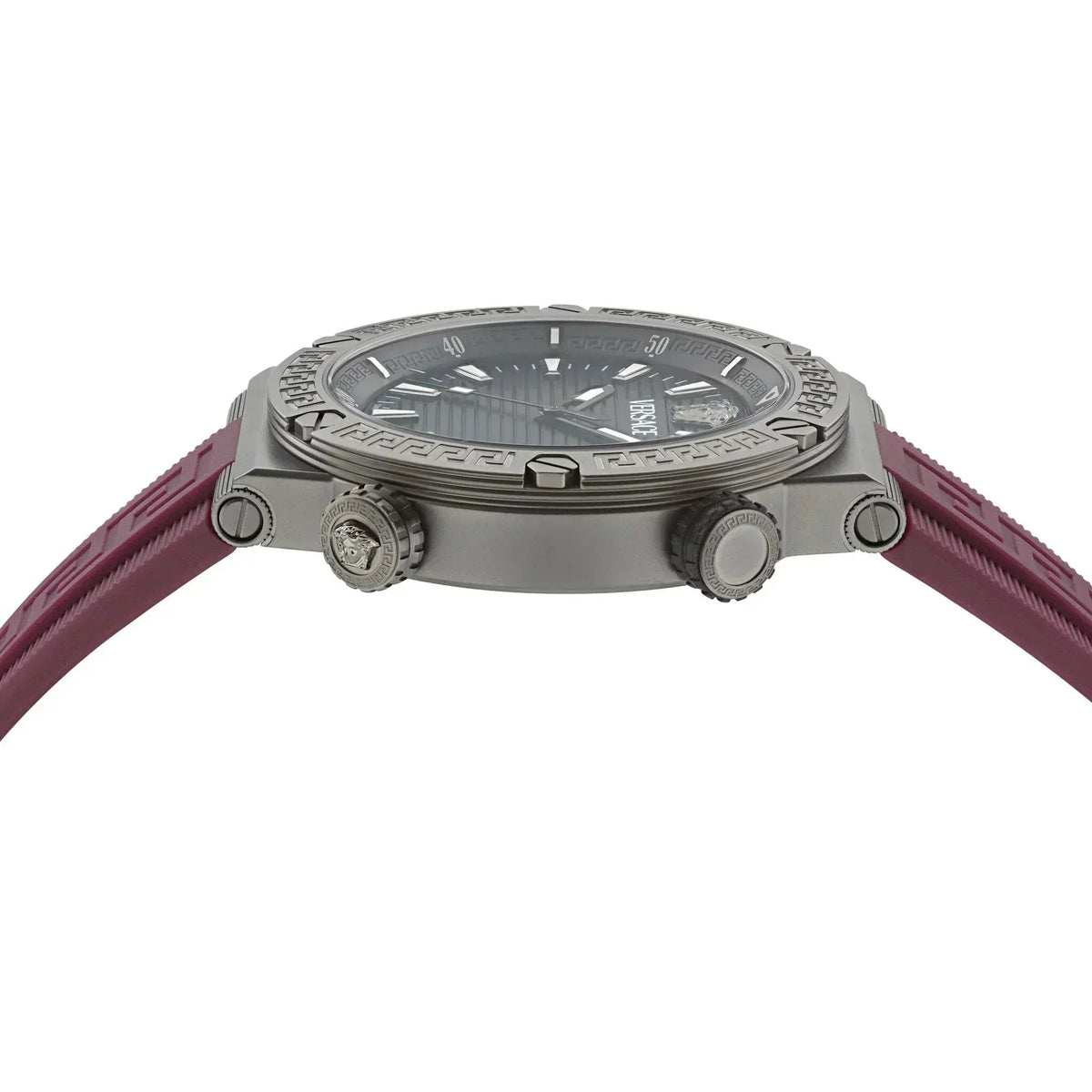 Versace Greca Logo Diver Quartz Black Dial Purple Rubber Strap Watch for Men - VE8G00224