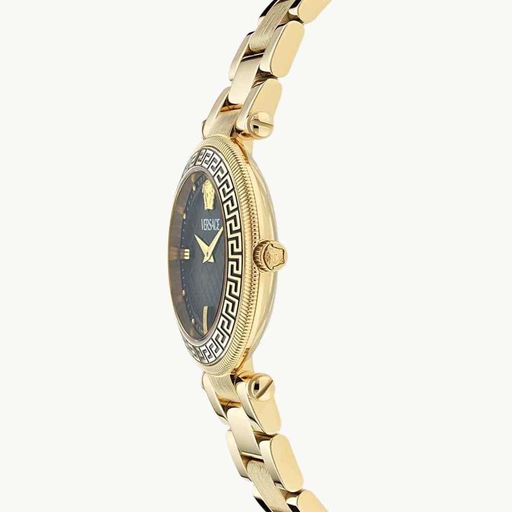 Versace Reve Analog Black Dial Gold Steel Strap Watch for Women - VE8B00624