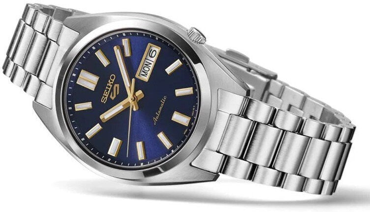 Seiko 5 Sports Automatic Blue Dial Silver Steel Strap Watch for Men - SRPL55K1