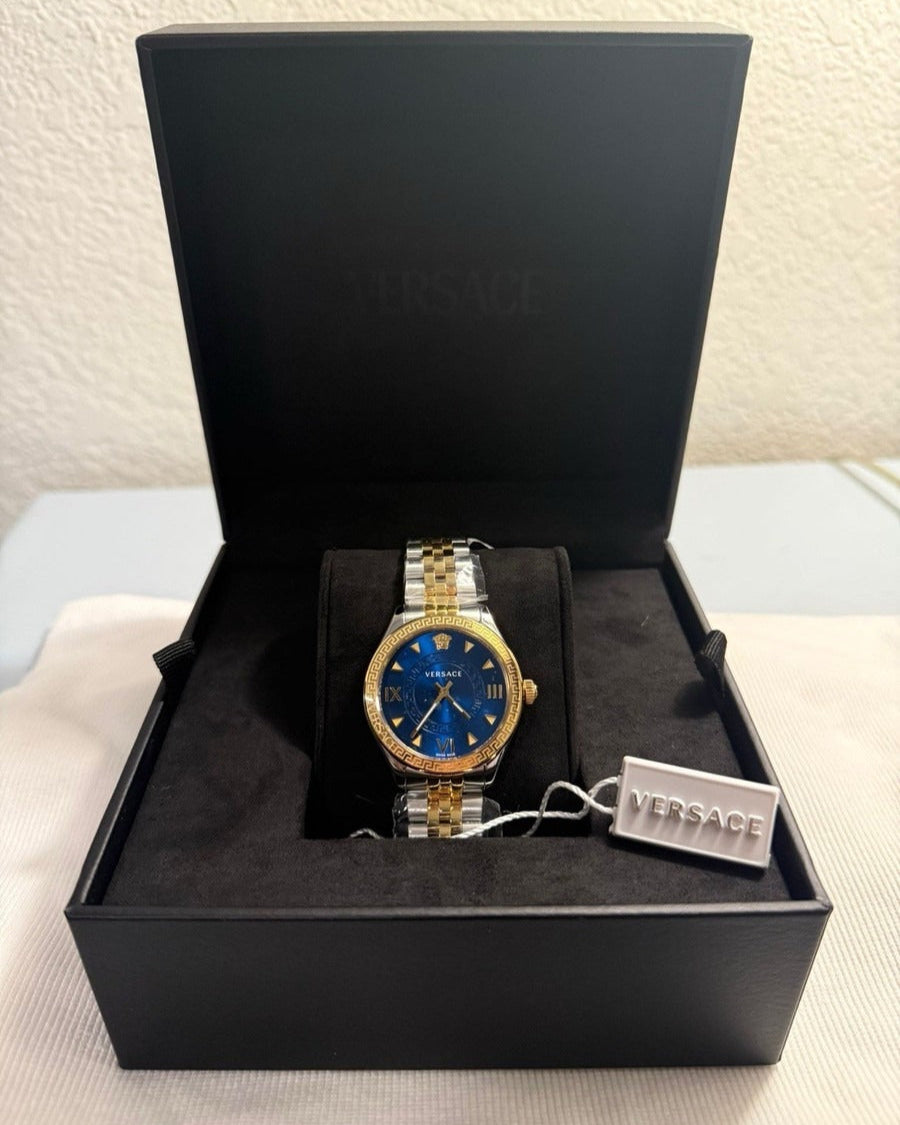 Versace Hellenyium Quartz Blue Dial Two Tone Steel Strap Watch for Women - VE2S00522