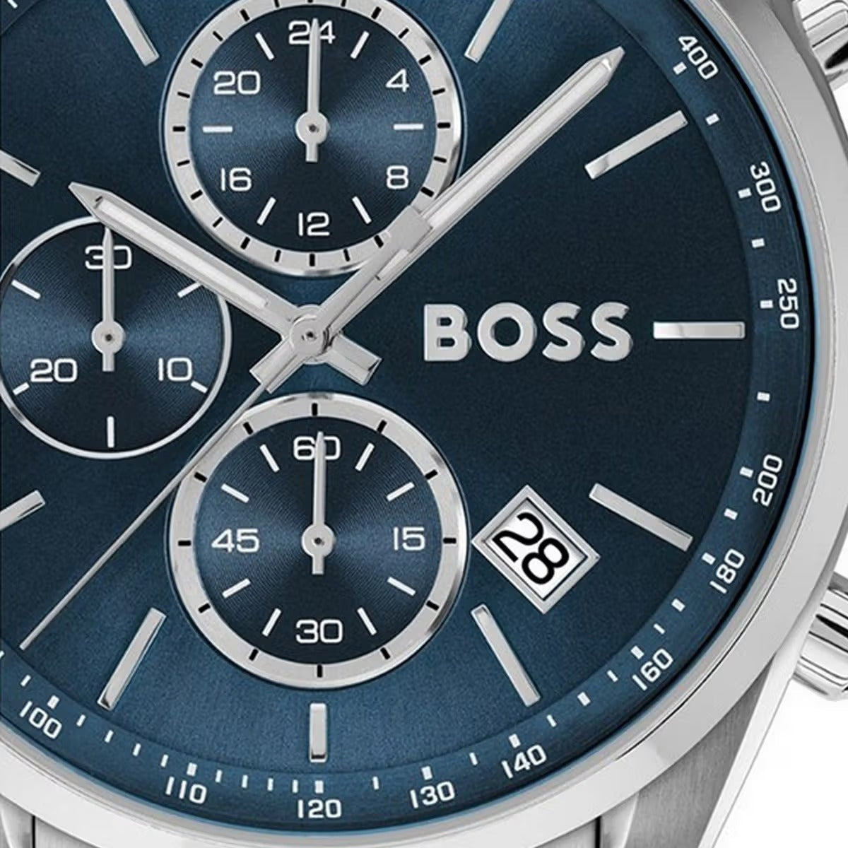Hugo Boss Grand Prix Chronograph Blue Dial Silver Steel Strap Watch for Men - 1514226